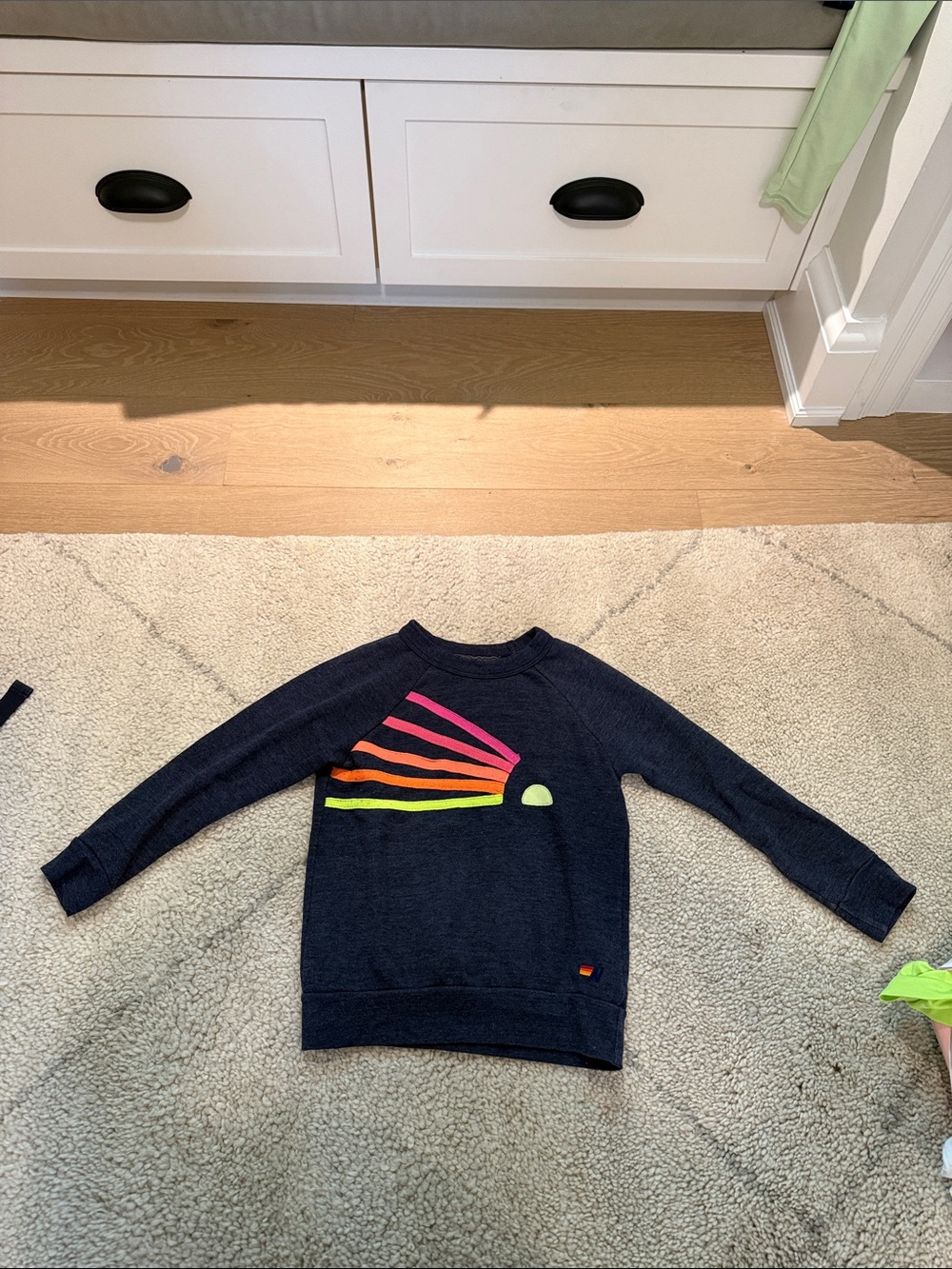 Aviator Nation Kids Navy Sweatshirt with Neon Sunburst
